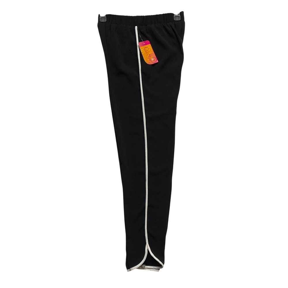 Catch My! Womens Black Jogger Pants White Side Stripe Split Hem Size Small NWT‎